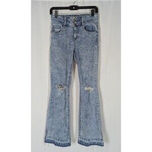 Dollhouse Jeans 5 6 Juniors Blue Acid Wash Ripped Flared Flare Leg High Rise Y2K